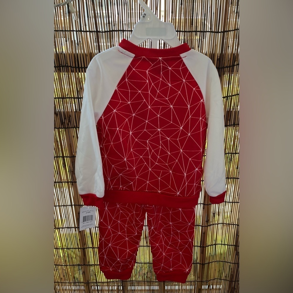 Weeplay Baby Toddler 2-Piece Red White Zip-Up Jacket & Pants Set | Size 24M